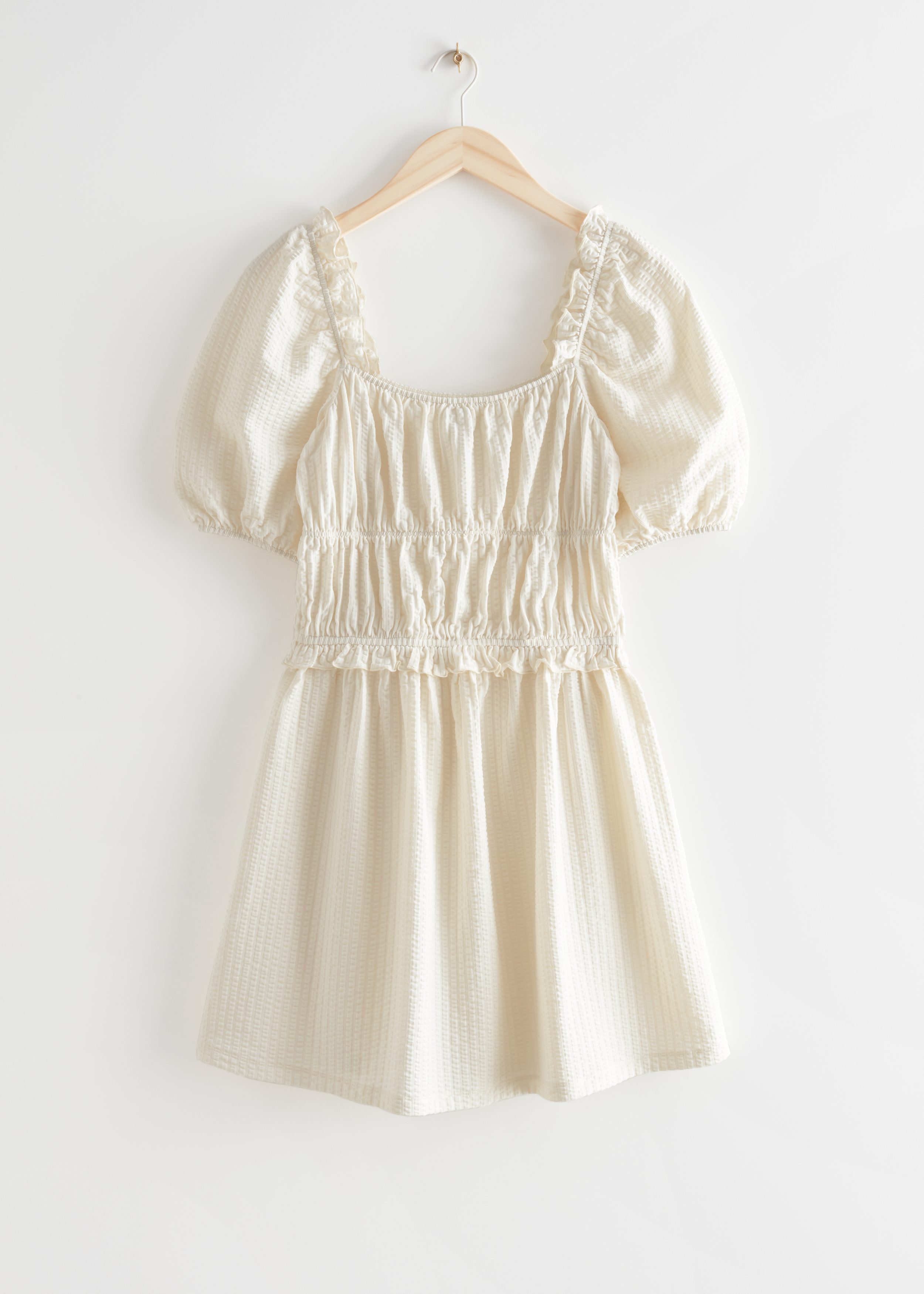 Voluminous Puff Sleeve Mini Dress Cream ...